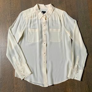 White J Crew Silk Button Down Blouse Size Small